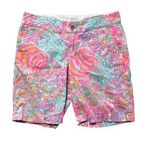 Lilly Pulitzer Women's Sz 10 Chipper Shorts Colorful Print Cotton Blend